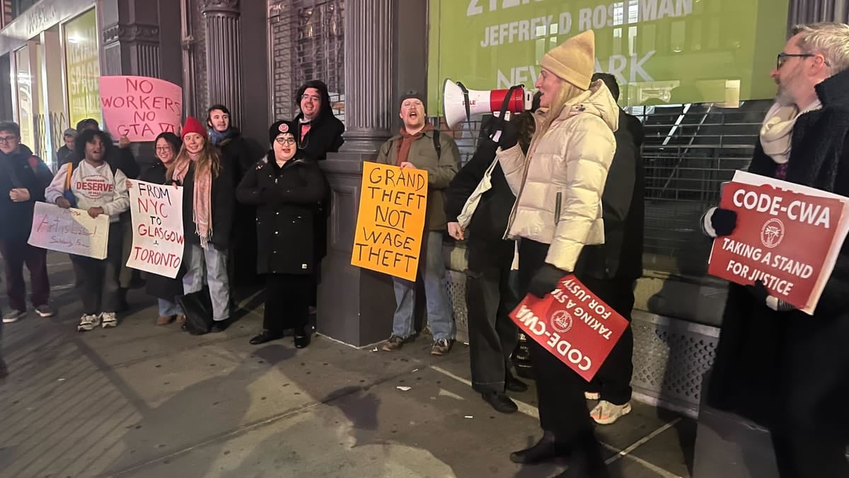 Image for article: ‘Grand Theft, Not Wage Theft’: Rockstar Protest In NYC Draws Tech Workers, Members Of Multiple Unions