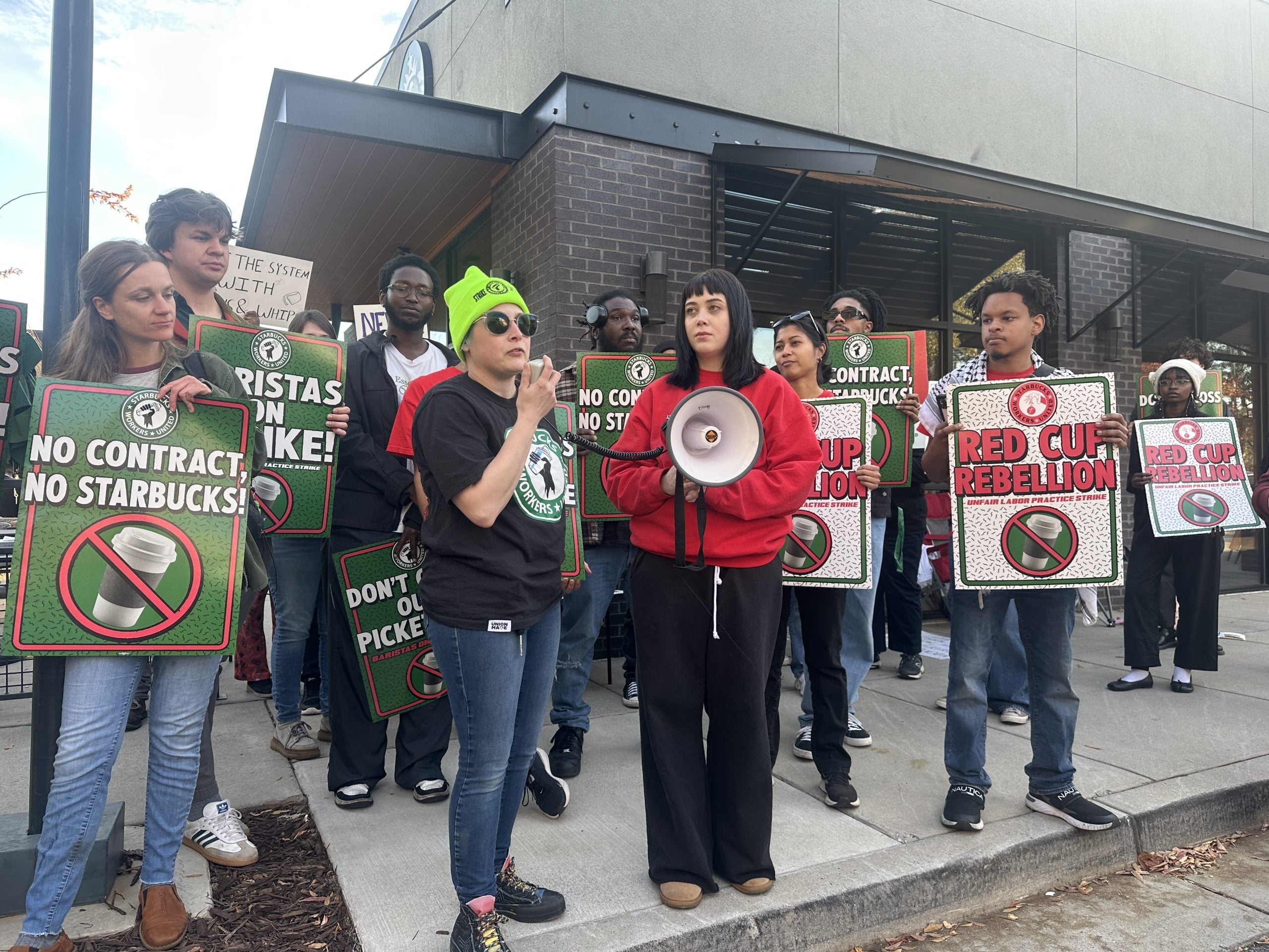 Image for article: One month into Starbucks strike, community support buoys Atlanta baristas