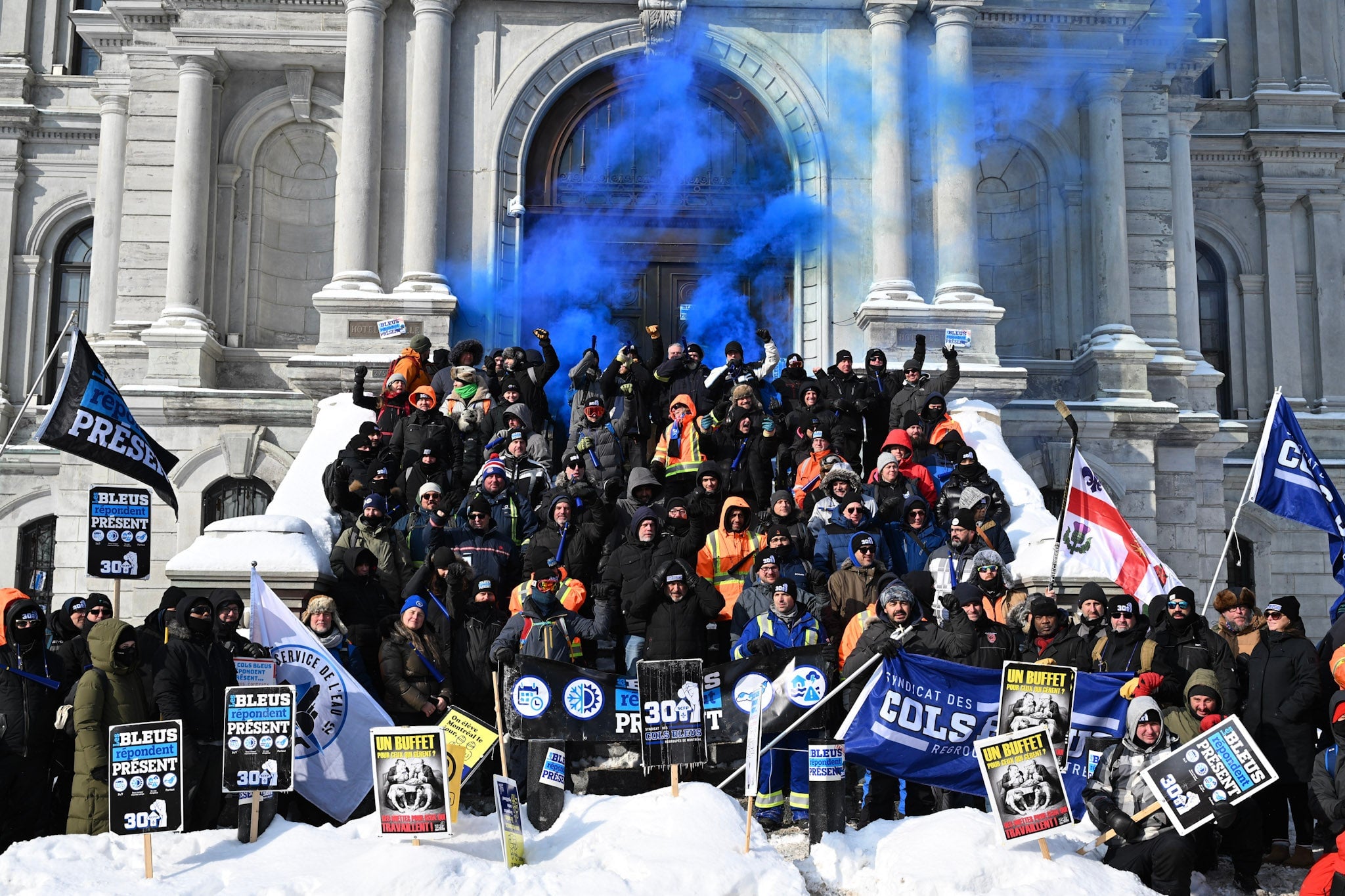 Image for article: Outside <b>workers protest</b> in front of city hall over a budget set to impoverish workers - CUPE