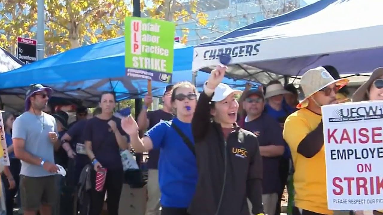 Image for article: Kaiser <b>strikes</b> enters third week as hundreds more health <b>workers</b> join | NBC 7 San Diego
