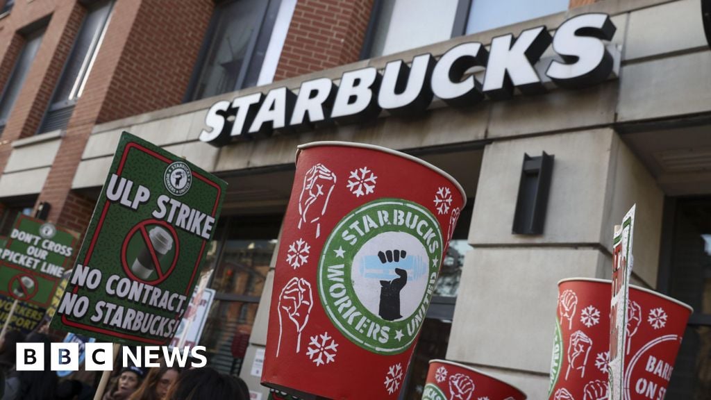 Image for article: Starbucks workers and unions in 10 countries to protest in support of US baristas