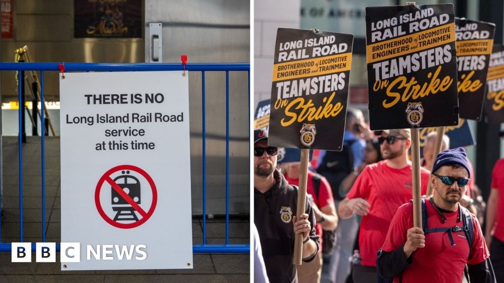 Image for article: BBC is at Penn Station as strike halts busy commuter rail line