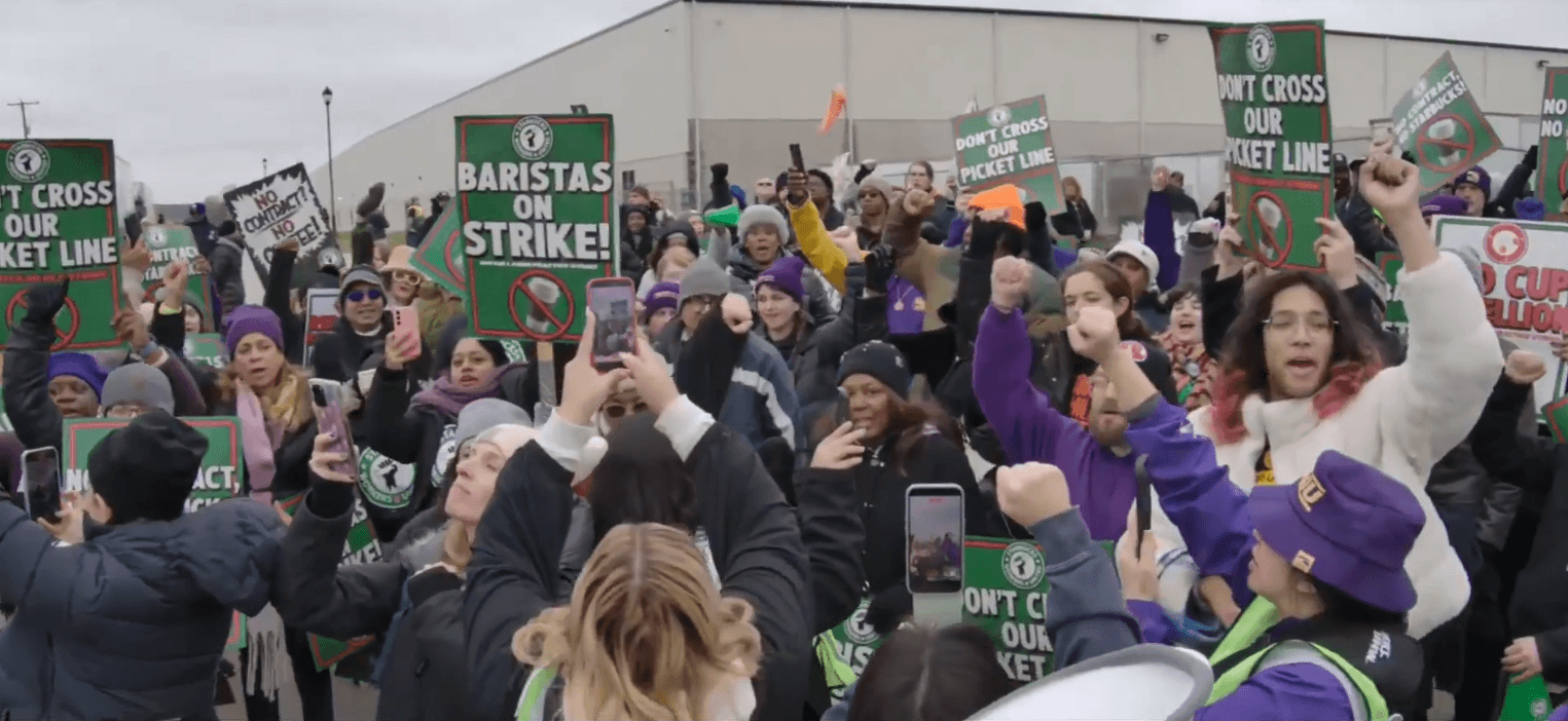 Image for article: Starbucks protestors block trucks from delivering supplies to York distribution center