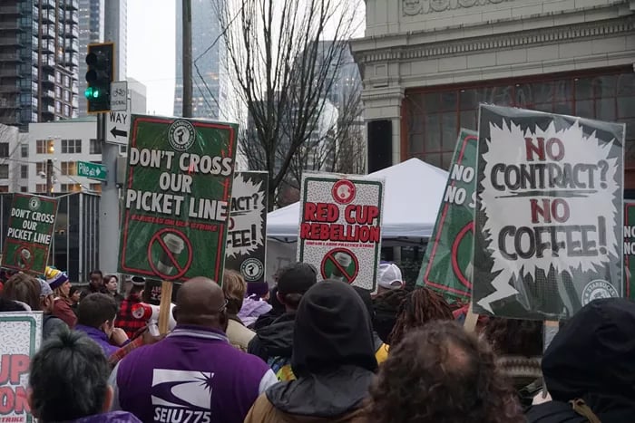 Image for article: Mayor-elect Wilson Joins Starbucks <b>Workers</b> at <b>Strike</b> Rally - The Stranger