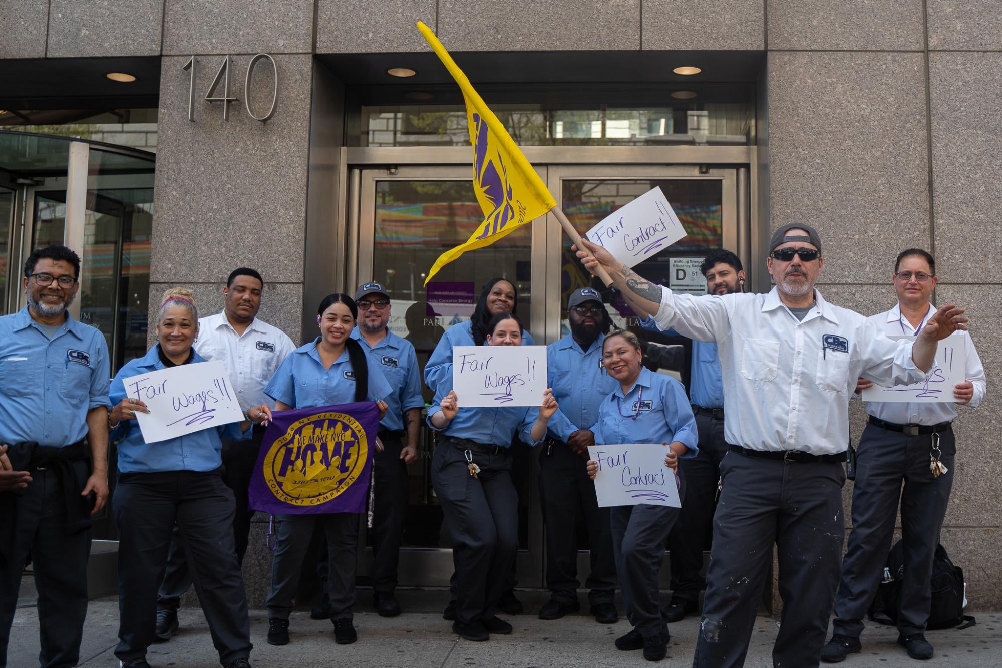 Image for article: Maintenance workers at NYU hold mock strike