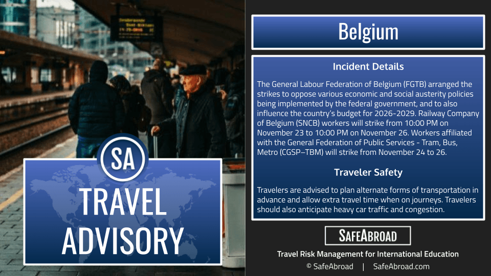 A series of nationwide <b>strikes</b> across various <b>work</b> sectors will take place in Belgium ... - SafeAbroad