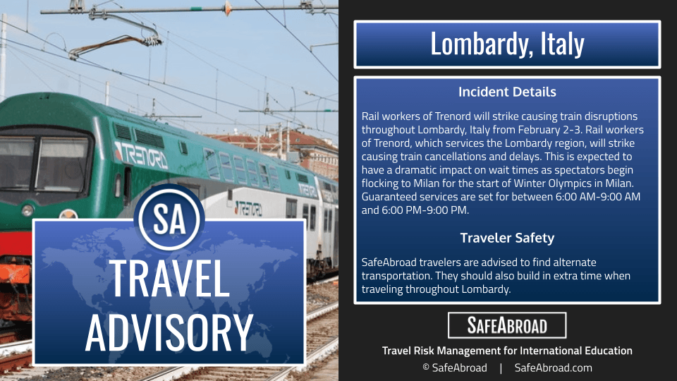 Image for article: Trenord <b>workers</b> will <b>strike</b> limiting available trains in Lombardy, Italy from February 2-3 ...