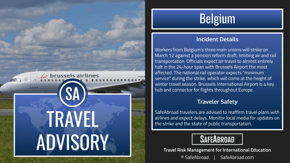 Image for article: A major 24-hour strike will significantly impact all transport in Belgium on March 12. - SafeAbroad