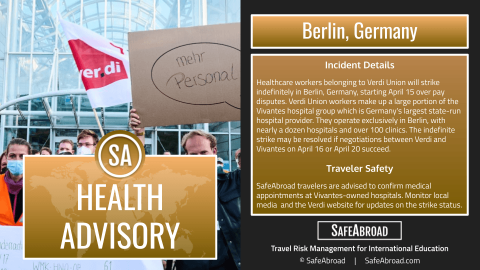 Image for article: Unionized health <b>workers</b> for the Vivantes hospital group will <b>strike</b> indefinitely starting April ...