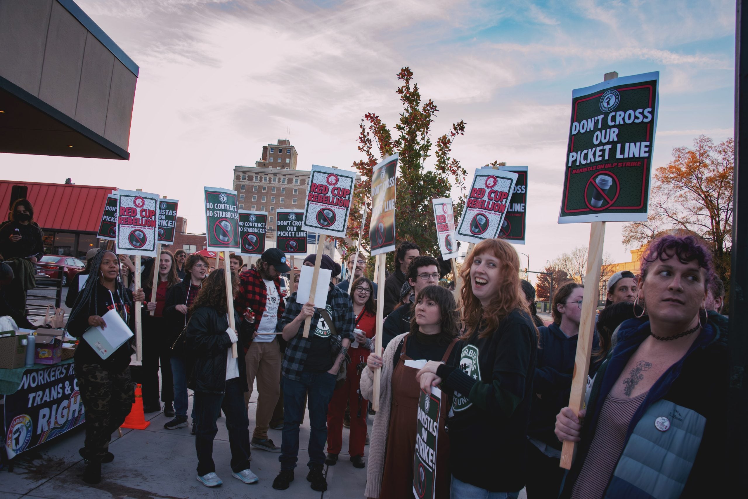 Image for article: Union Baristas are on <b>Strike</b> over Starbucks' Record-Breaking Labor Law Violations