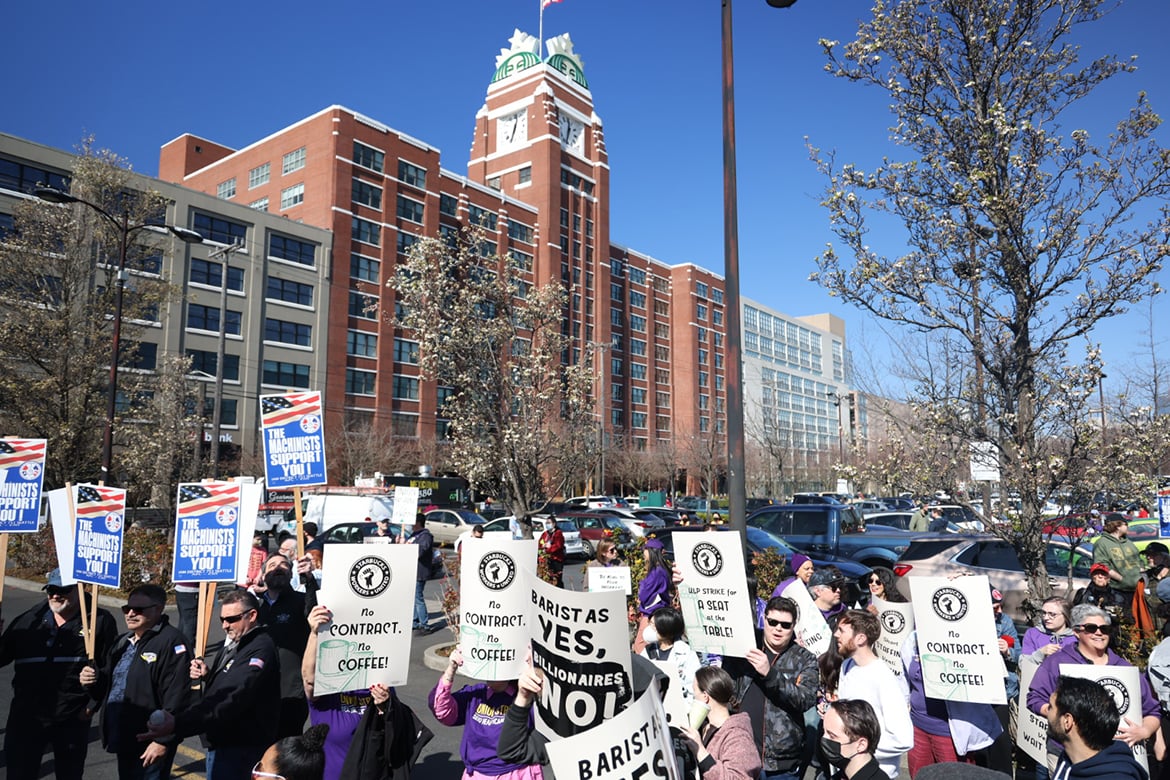 Image for article: Over 1,000 Starbucks <b>Workers</b> Nationwide Are On An Open-Ended <b>Strike</b> | Sprudge Coffee