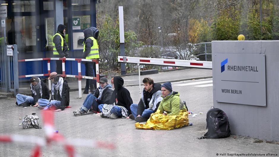 Image for article: Germany news: Protesters block Rheinmetall arms plant