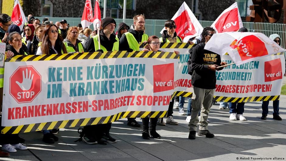 Image for article: Germany news: Health care staff protest plan for major cuts