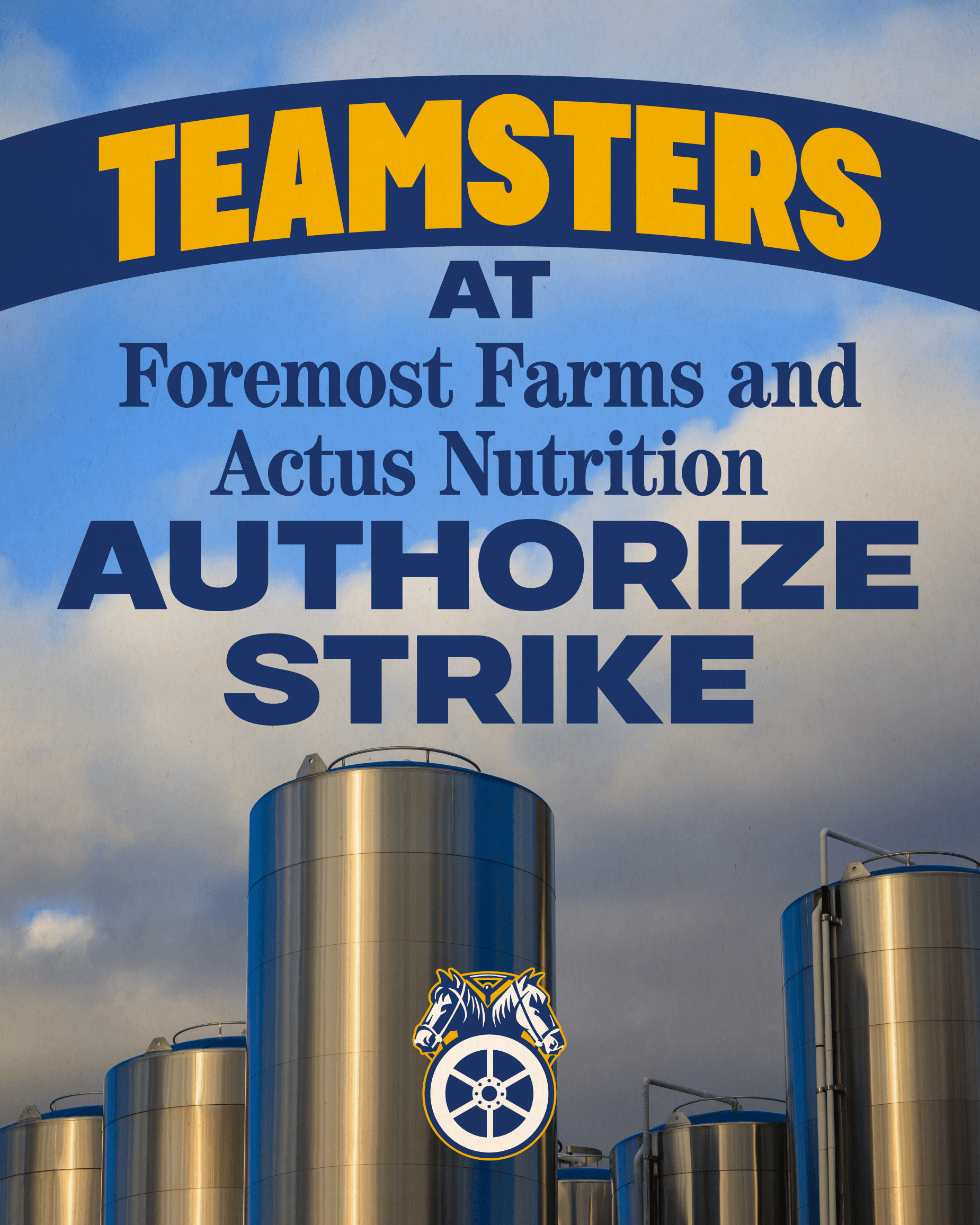 Image for article: Wisconsin Teamsters Authorize <b>Strikes</b> at Actus Nutrition and Foremost Farms