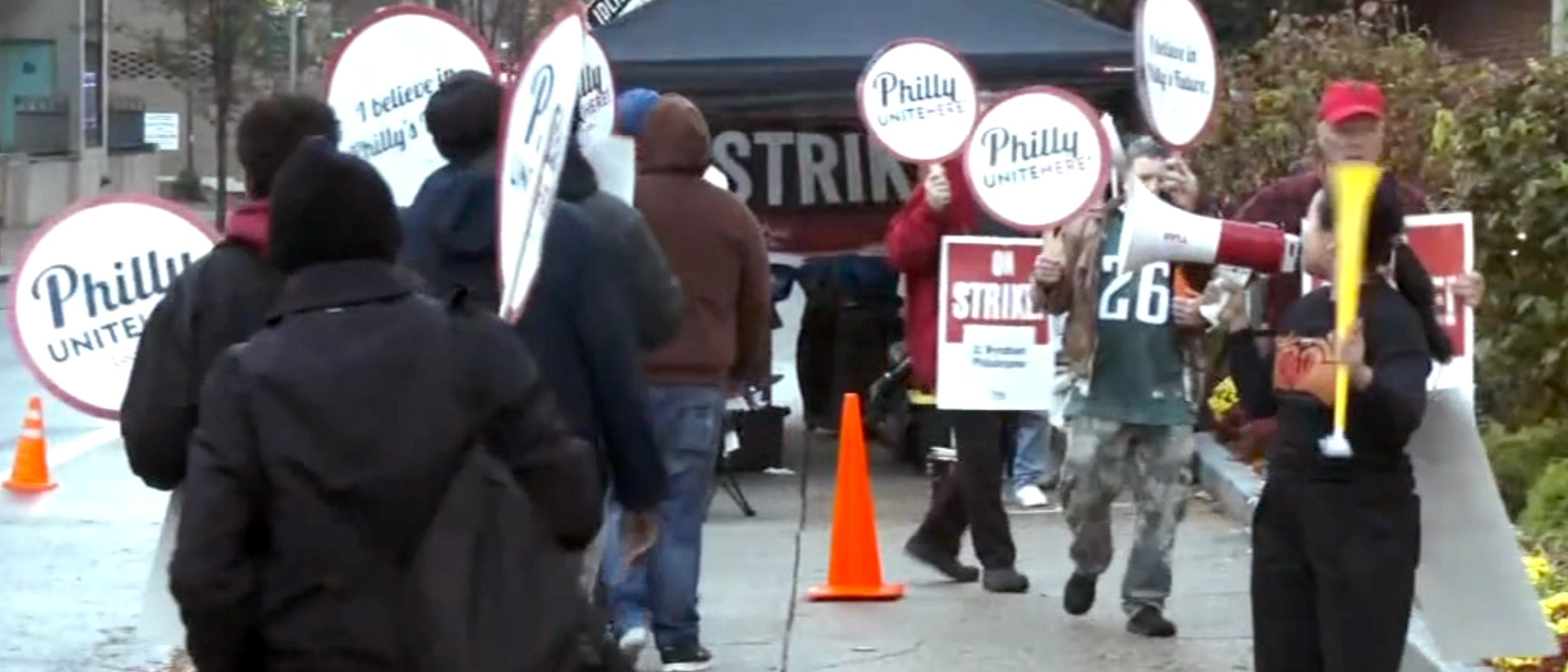 Image for article: Wyndham Hotel <b>workers</b> go on <b>strike</b> amid contract negotiations in Center City - WHYY