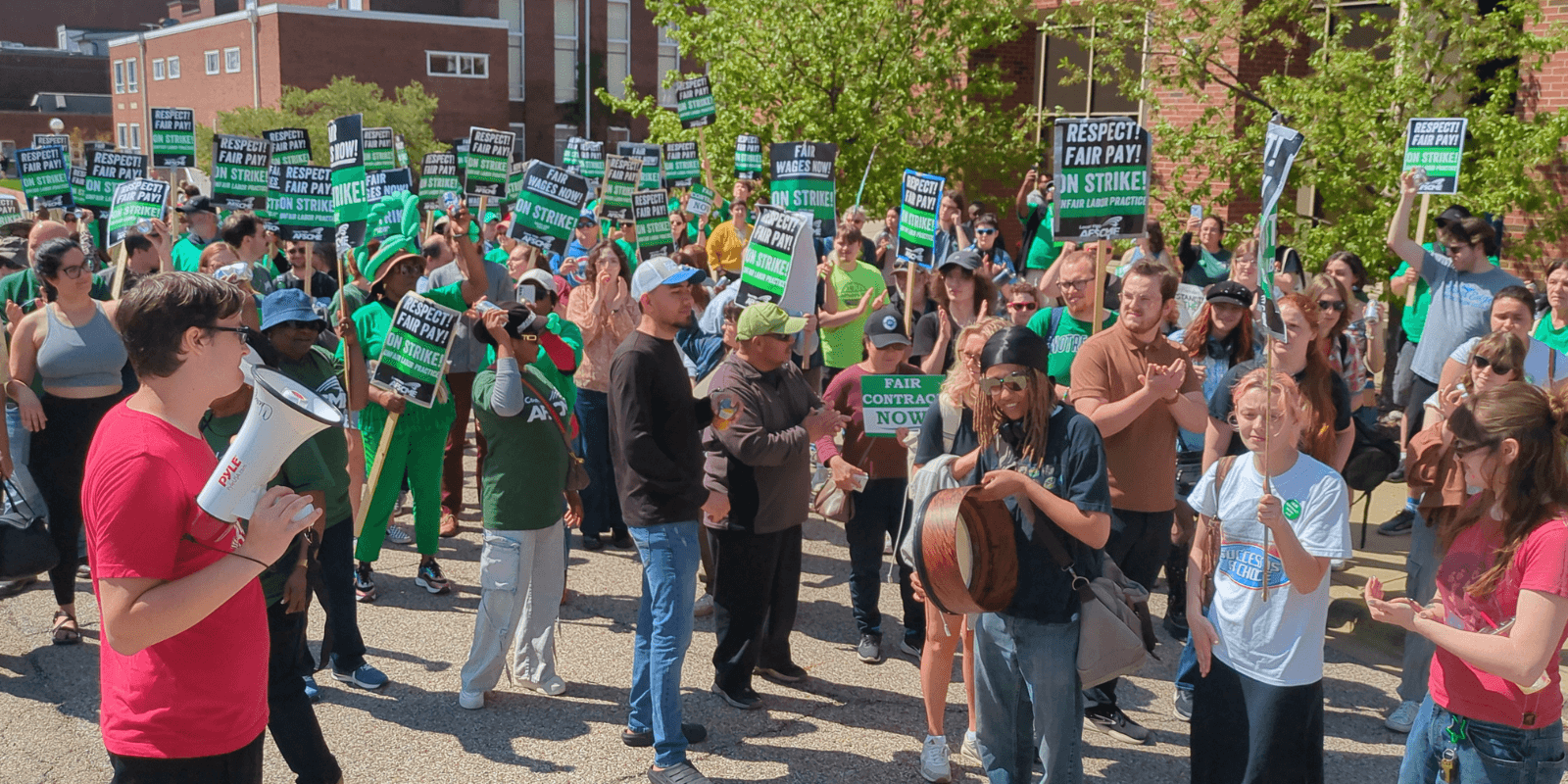 Image for article: Facing stalled negotiations, <b>striking</b> Illinois State University <b>workers</b> rally - afscme