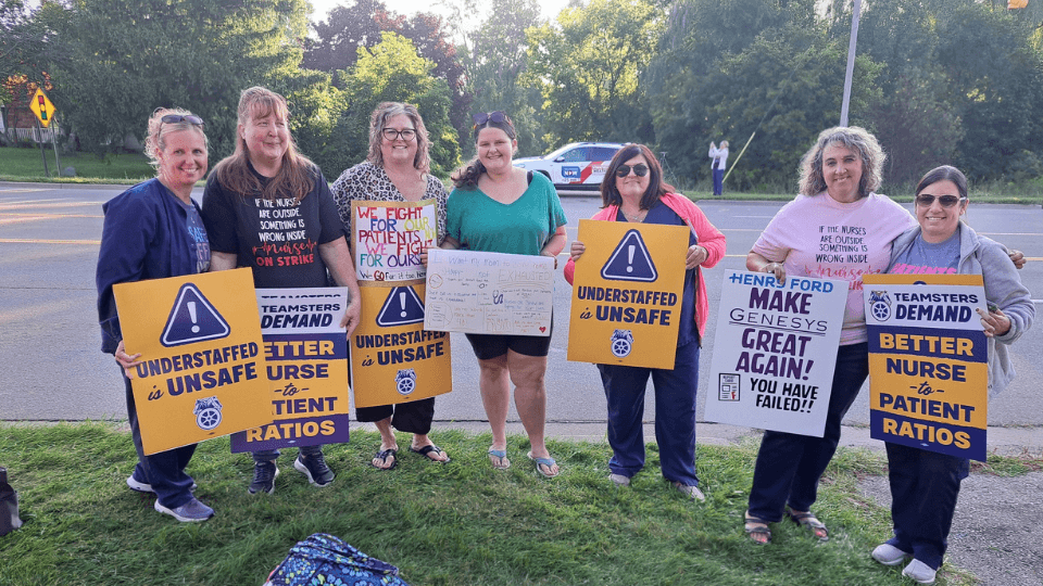 Image for article: 'Health care, not wealth care': Michigan nurses continue historic <b>strike</b> - People's World