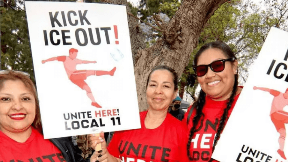 Image for article: Union uses World Cup as leverage vs. ICE and for strike votes