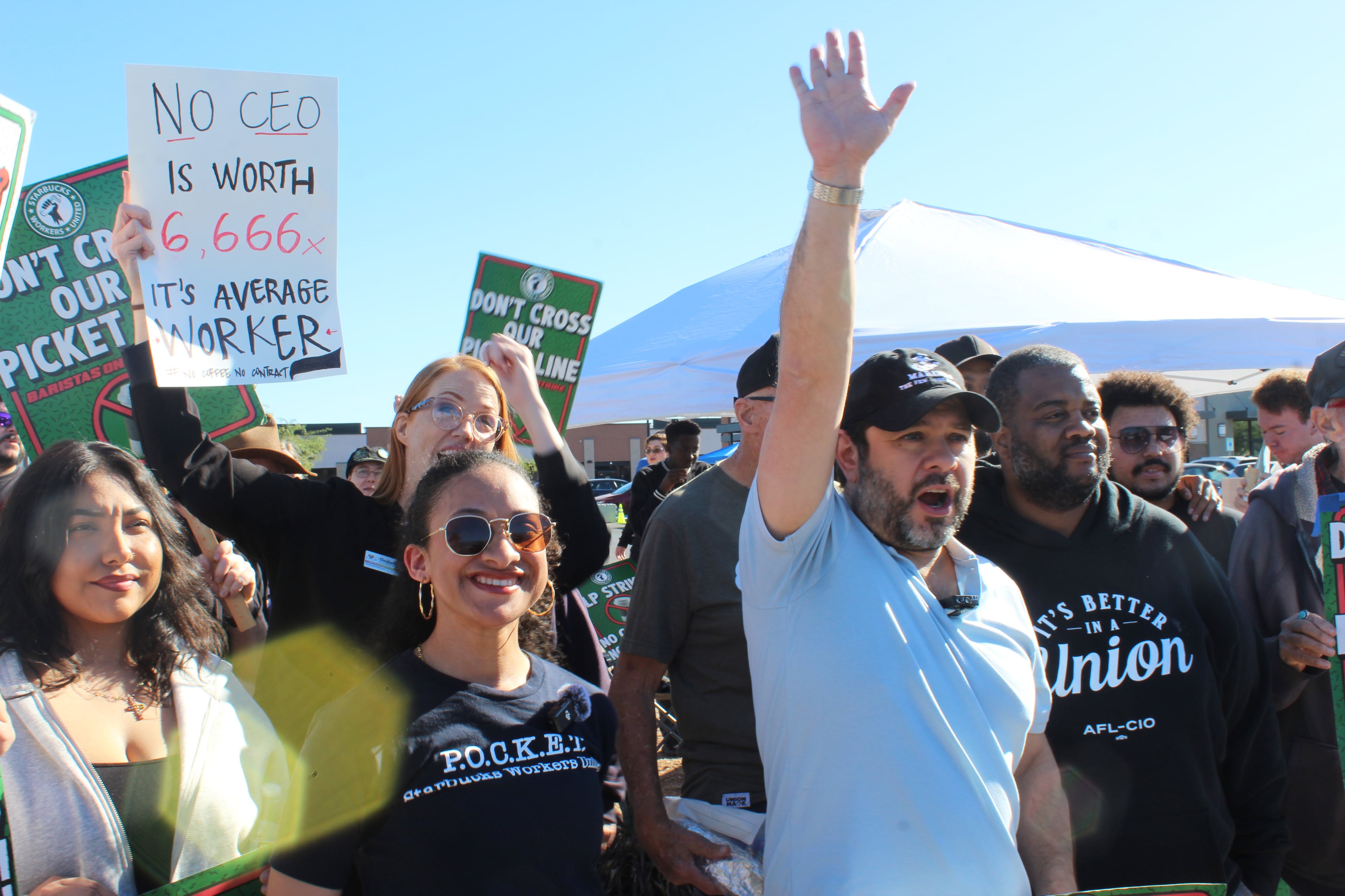 Image for article: Sen. Gallego joins the fight for striking Starbucks workers