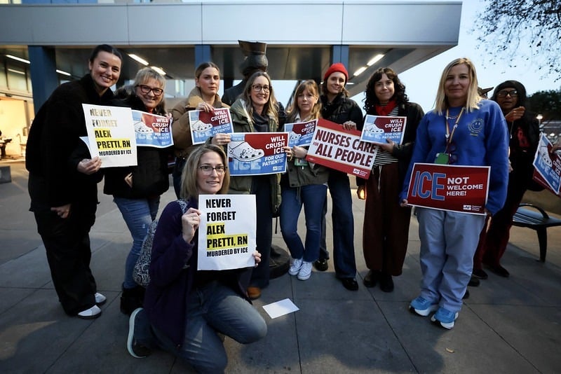 Image for article: Nurses, teachers, strikers: Labor takes on ICE - Struggle - La Lucha
