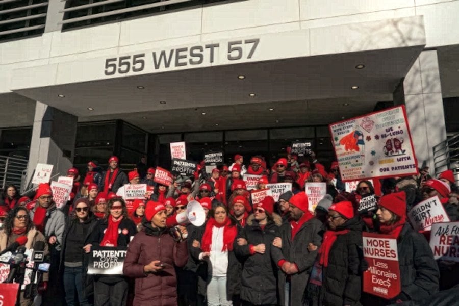Image for article: NYC nurses take the fight to the bosses’ doorstep