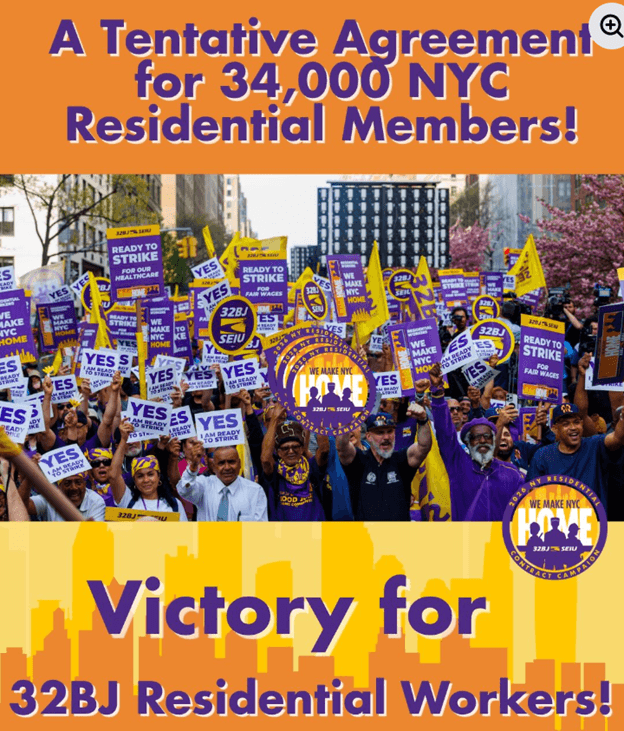 Image for article: Strike Averted: 32BJ SEIU-Represented New York City Doormen, Porters & Maintenance Workers Reach Tentative Contract Agreement With Building Owners, ‘New Four-Year Deal Would Give Doormen Yearly Wage Increases’