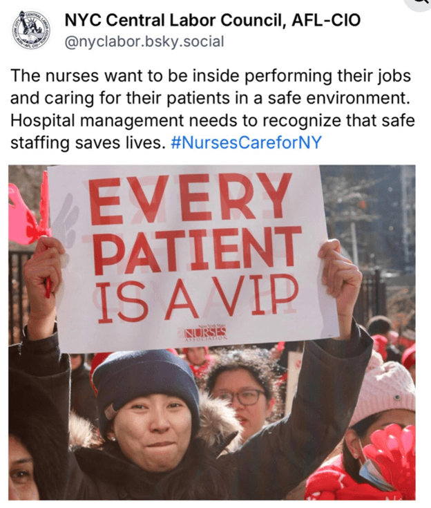 Image for article: Contract Negotiations Continue As NYC Nurses <b>Strike</b> 'Heads Toward Fourth Week'