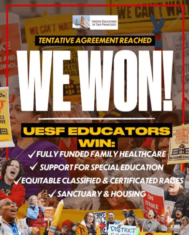 Image for article: San Francisco Teachers <b>Strike</b> 'Ends With Tentative Agreement On Raises &amp; Benefits'