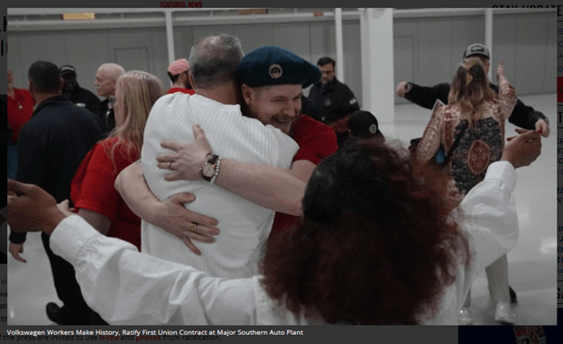 Image for article: “When Workers Fight Together - United And Unafraid - We Can Beat The Odds And Win!” - Volkswagen Workers ‘Make History, Ratify First Union Contract At A Major Southern Auto Plant’