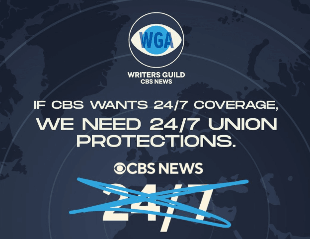 Image for article: WGAE Members At CBS News 24/7 ‘Deliver Strike Pledge’ To CBS/Paramount Management