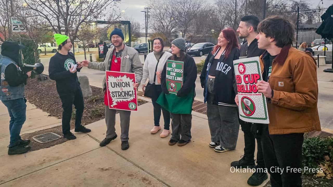 Image for article: Starbucks <b>workers strike</b>, shut down OKC store over contract - Oklahoma City Free Press