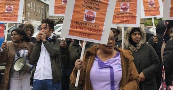 Image for article: Outsourced <b>workers protest</b> over pay and working conditions