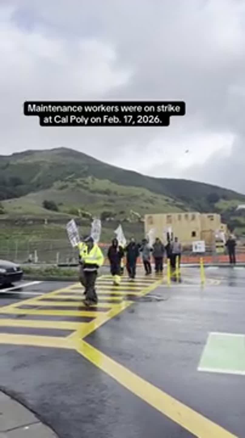 Image for article: Maintenance <b>workers</b> go on <b>strike</b> at Cal Poly SLO - The Tribune