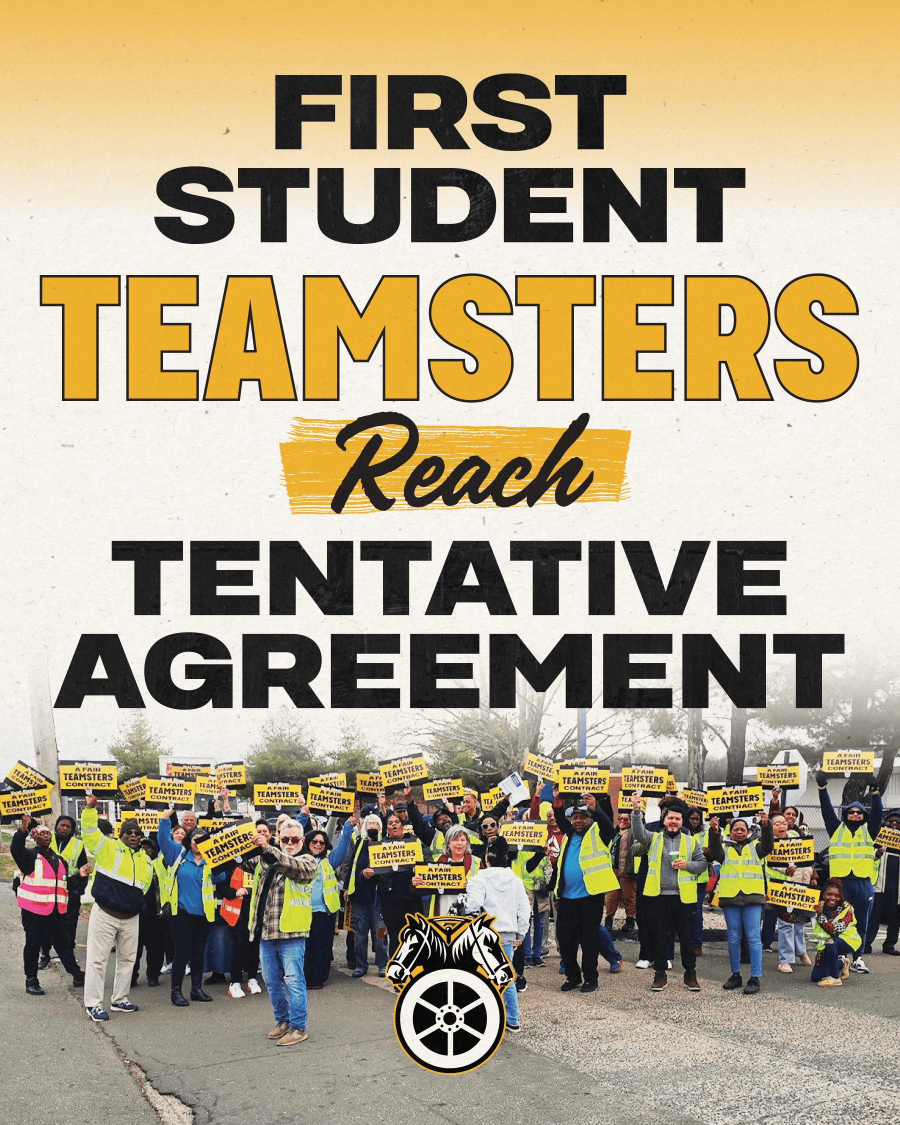 Image for article: Over 17,000 Teamsters Avert Nationwide Strike at First Student, Reach Tentative Agreement