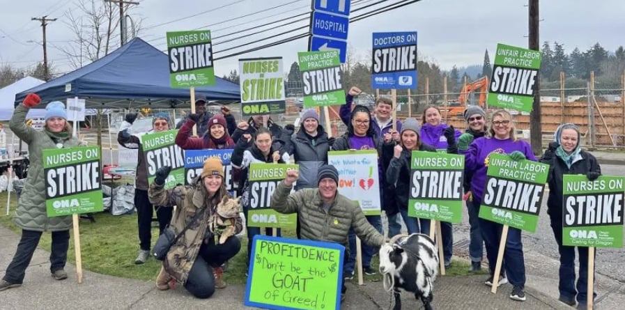 Image for article: Oregon Legacy nurses <b>strike</b> enters its 3rd week – Starbucks 'Red Cup Rebellion' <b>strike</b> ...