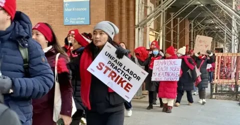 Image for article: New York-Presbyterian Nurses Still on <b>Strike</b> as Mount Sinai and Montefiore Ratify Contracts