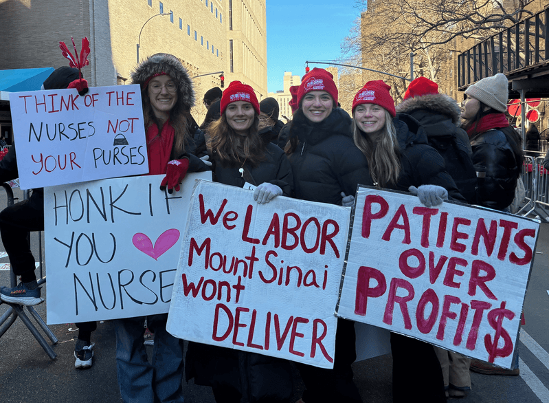 Image for article: 15,000 nurses walk out on big-business hospitals in NYC